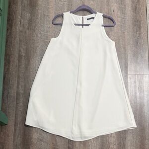 Elegant White Sleeveless midi bridal shower brunch church Dress